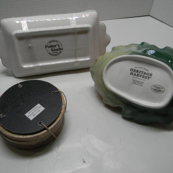 Lot of Fall Decor Coasters Pumpkin Salt Pepper Butter Dish Thanksgiving NWT - Picture 5 of 5